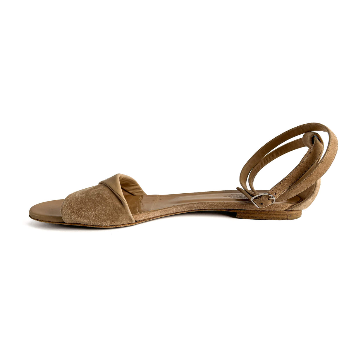 Second hand Hermes Crisscrossing straps Leather & Velvet Sandals 40 Beige - Tabita Bags