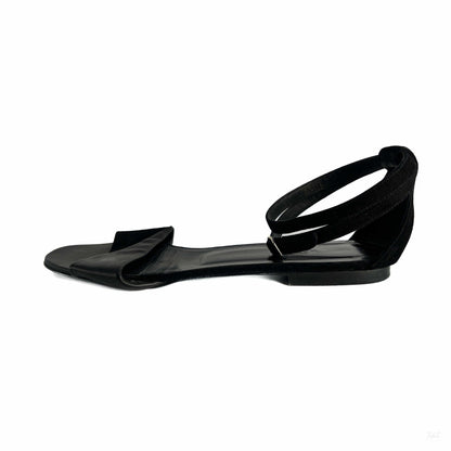 Second hand Hermes Crisscrossing straps Leather & Velvet Sandals 40 Black - Tabita Bags