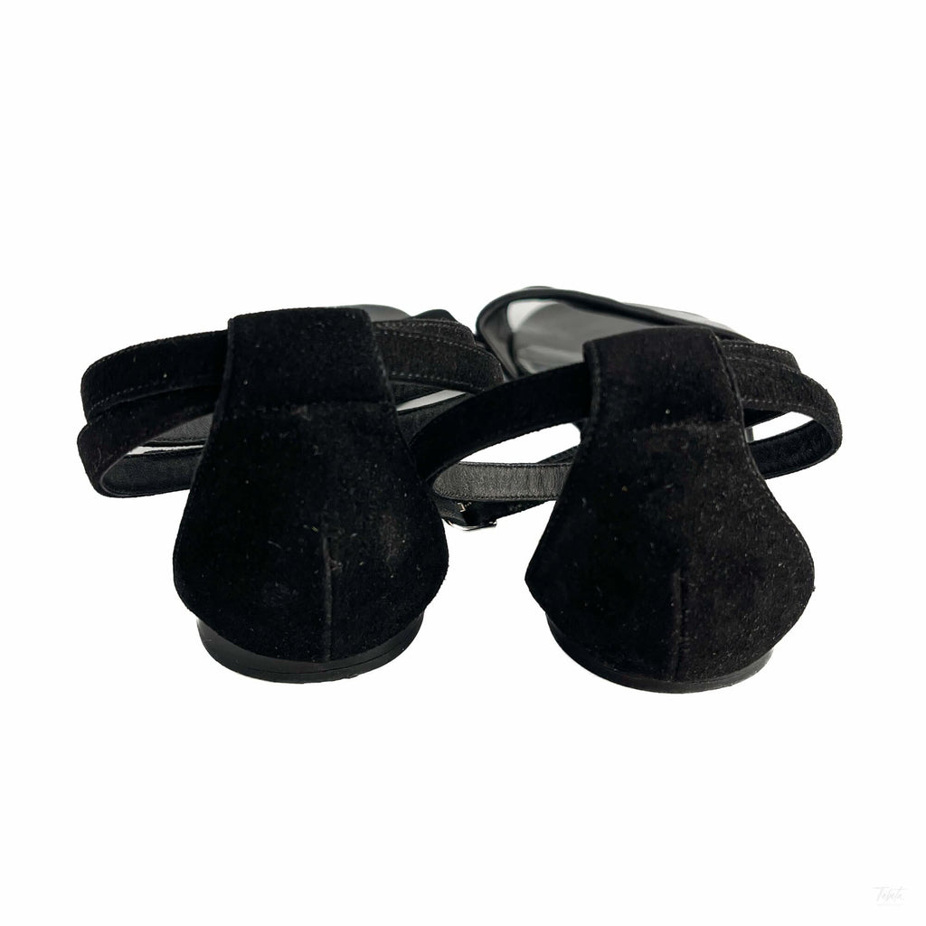 Second hand Hermes Crisscrossing straps Leather & Velvet Sandals 40 Black - Tabita Bags