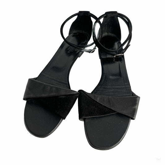 Second hand Hermes Crisscrossing straps Leather & Velvet Sandals 40 Black - Tabita Bags