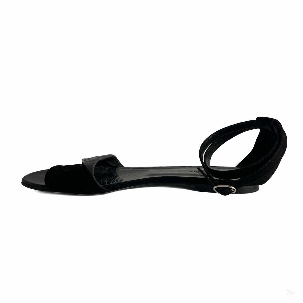 Second hand Hermes Crisscrossing straps Leather & Velvet Sandals 40 Black - Tabita Bags