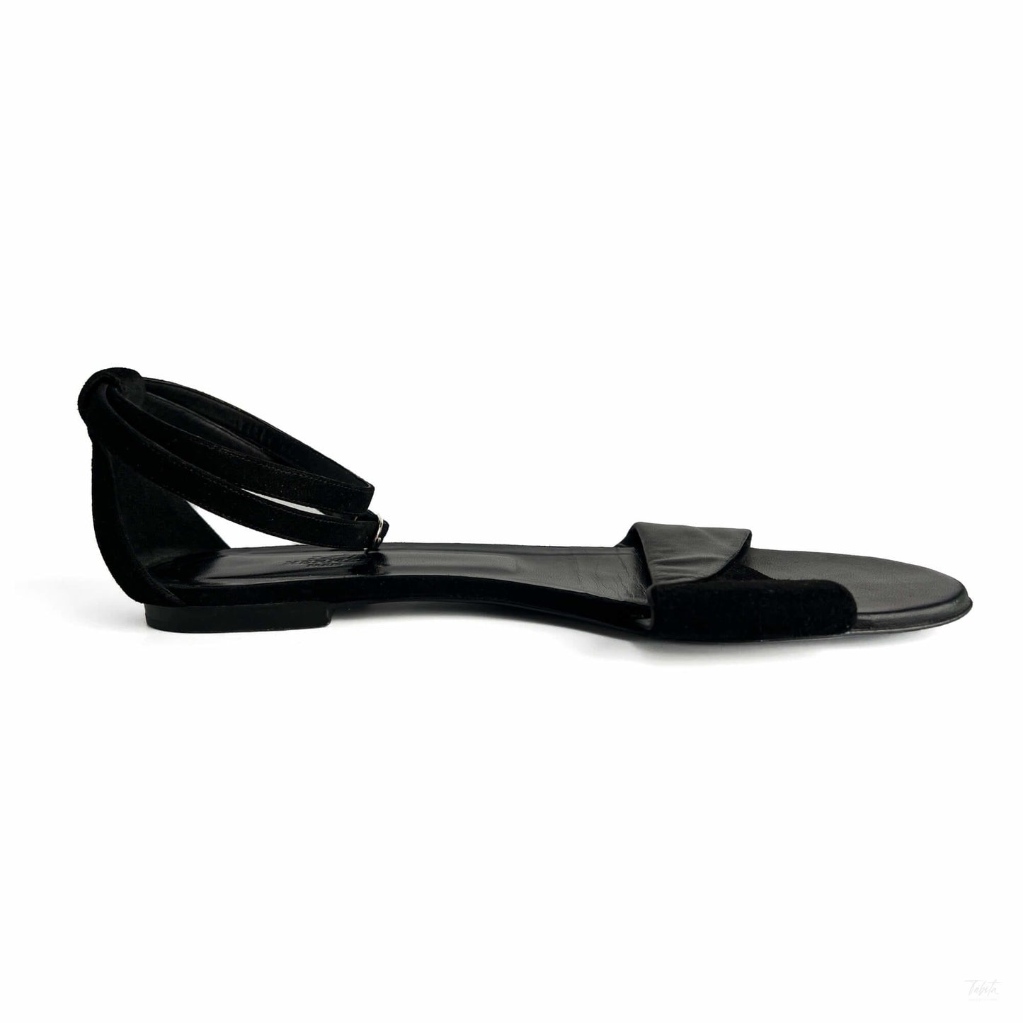 Second hand Hermes Crisscrossing straps Leather & Velvet Sandals 40 Black - Tabita Bags