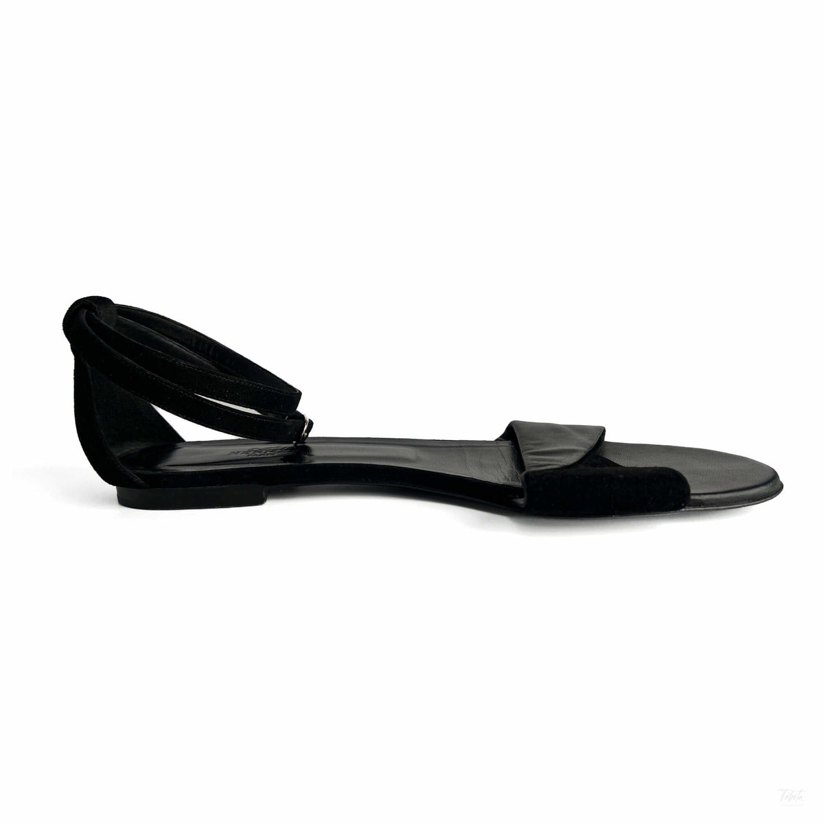 Second hand Hermes Crisscrossing straps Leather & Velvet Sandals 40 Black - Tabita Bags