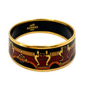 Second hand Hermes Emanel Gold Plated Metal Bracelet Red Horse Carriage Multicolor - Tabita Bags