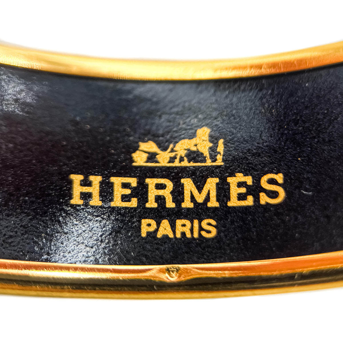 Second hand Hermes Emanel Gold Plated Metal Bracelet Red Horse Carriage Multicolor - Tabita Bags
