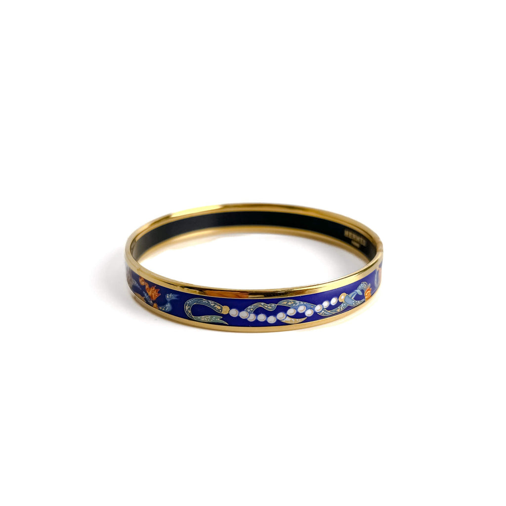 Second hand Hermes Enamel Metal Bangle Thin Bicolor - Tabita Bags