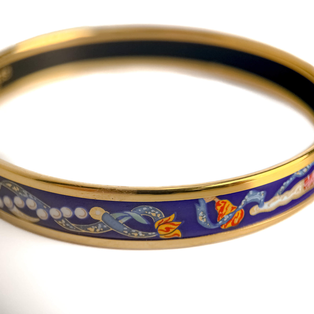 Second hand Hermes Enamel Metal Bangle Thin Bicolor - Tabita Bags
