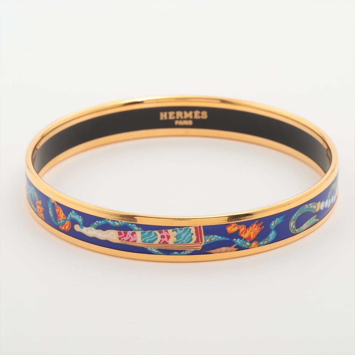 Second hand Hermes Enamel Metal Bangle Thin Bicolor - Tabita Bags