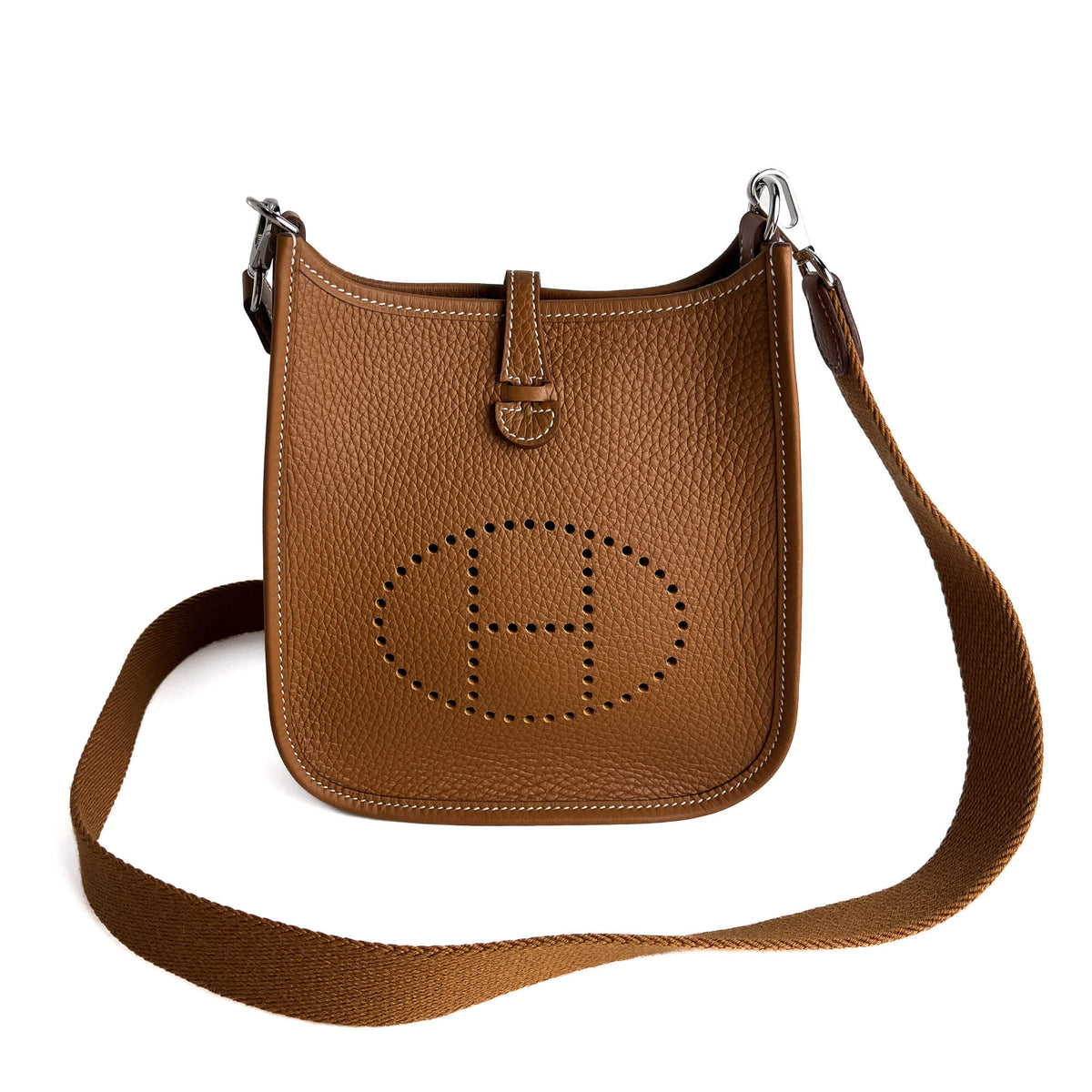 Second hand Hermes Evelyne 16 TPM Amazone Taurillon Clemence Leather Hobo Bag Gold - Tabita Bags