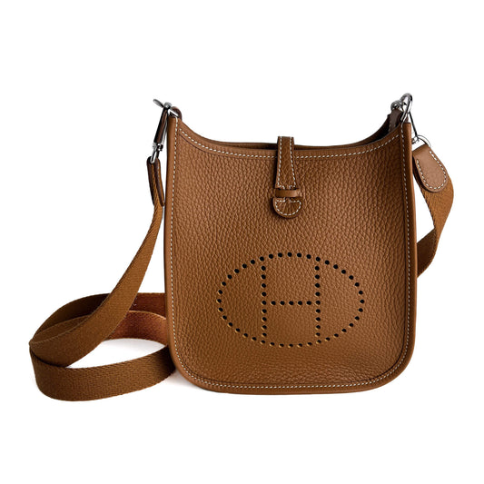 Second hand Hermes Evelyne 16 TPM Amazone Taurillon Clemence Leather Hobo Bag Gold - Tabita Bags