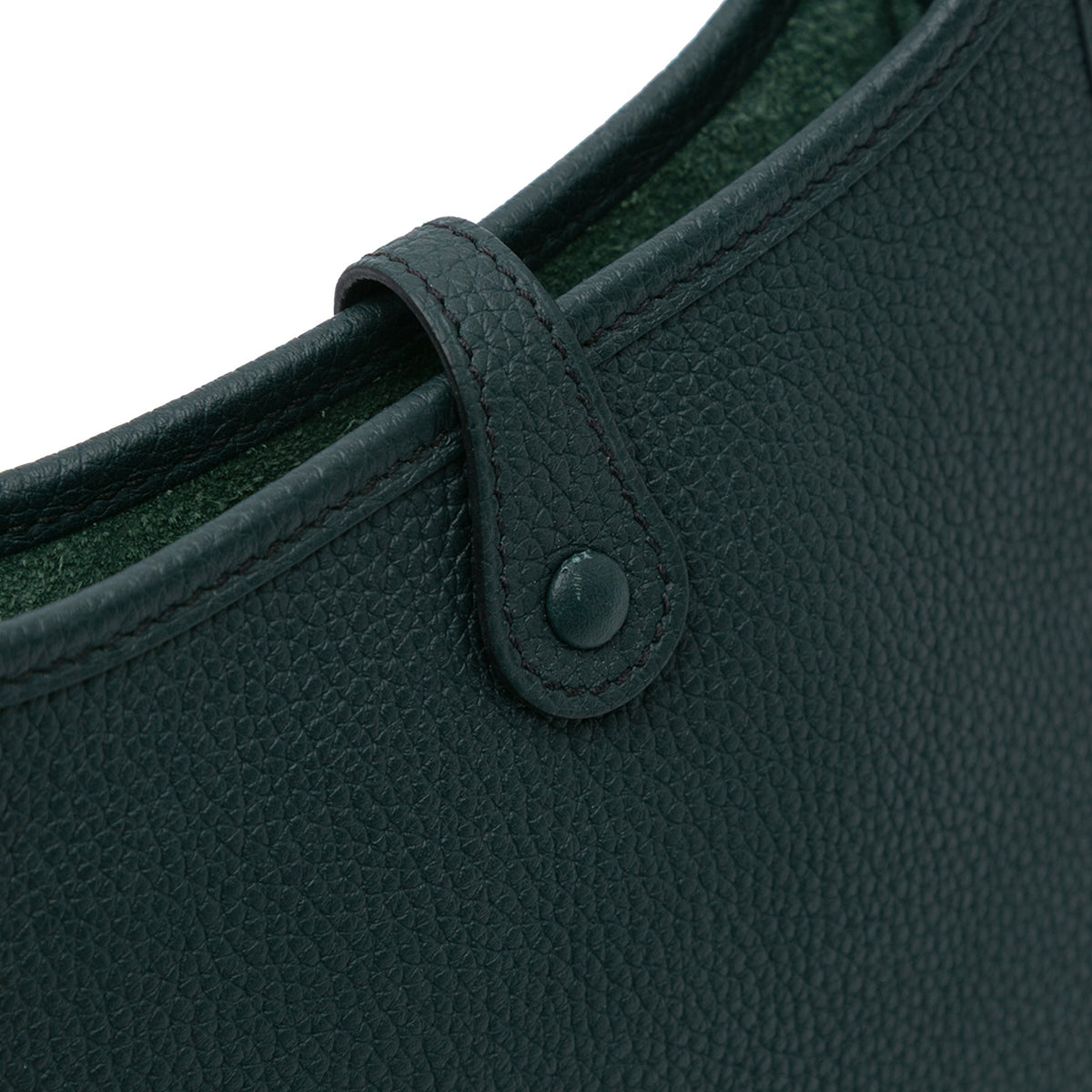 Second hand Hermes Evelyne 16 TPM Amazone Taurillon Clemence Leather Hobo Bag Vert Cypress - Tabita Bags