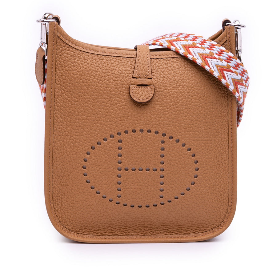 Second hand Hermes Evelyne 16 TPM Clemence Leather Hobo Crossbody Biscuit - Tabita Bags