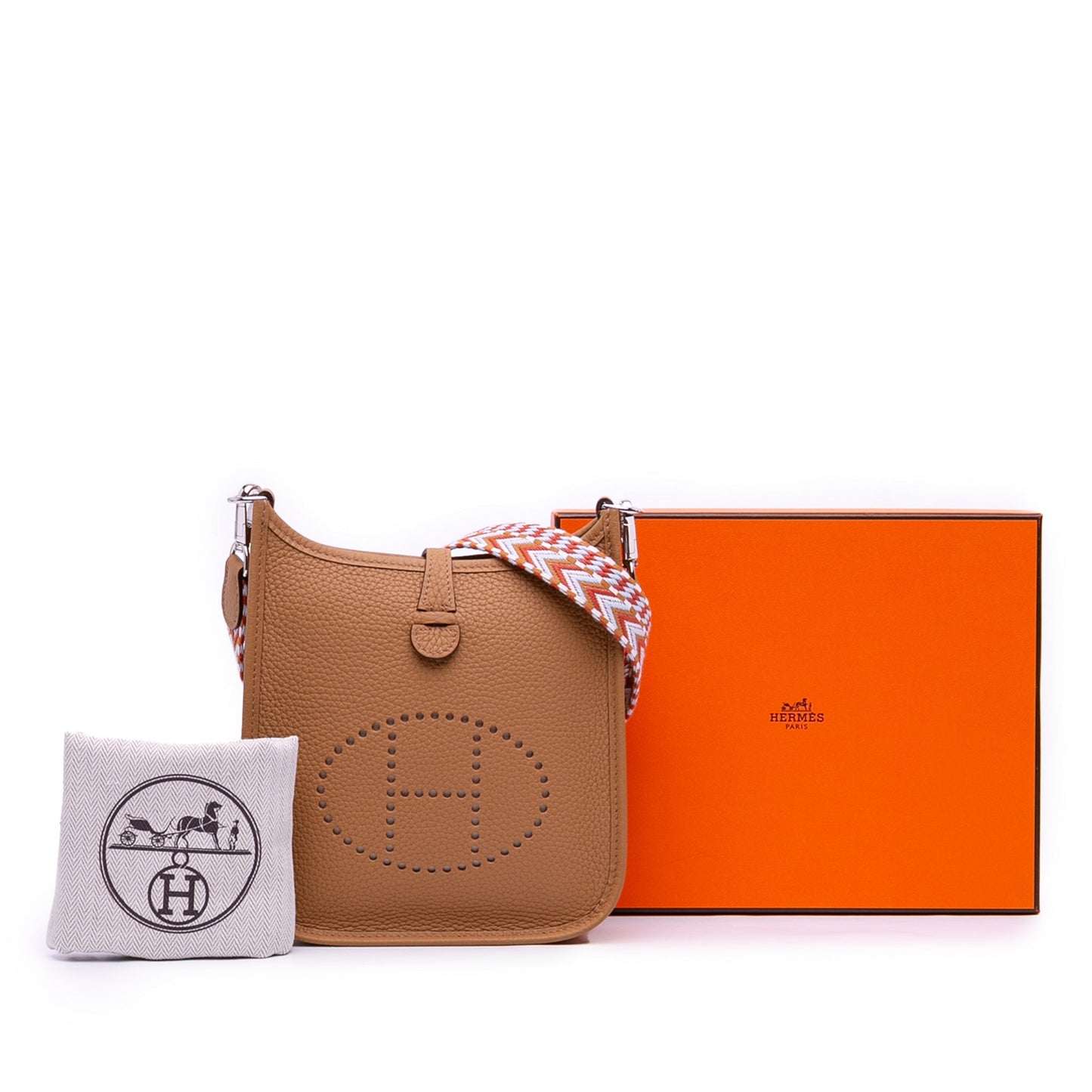 Second hand Hermes Evelyne 16 TPM Clemence Leather Hobo Crossbody Biscuit - Tabita Bags