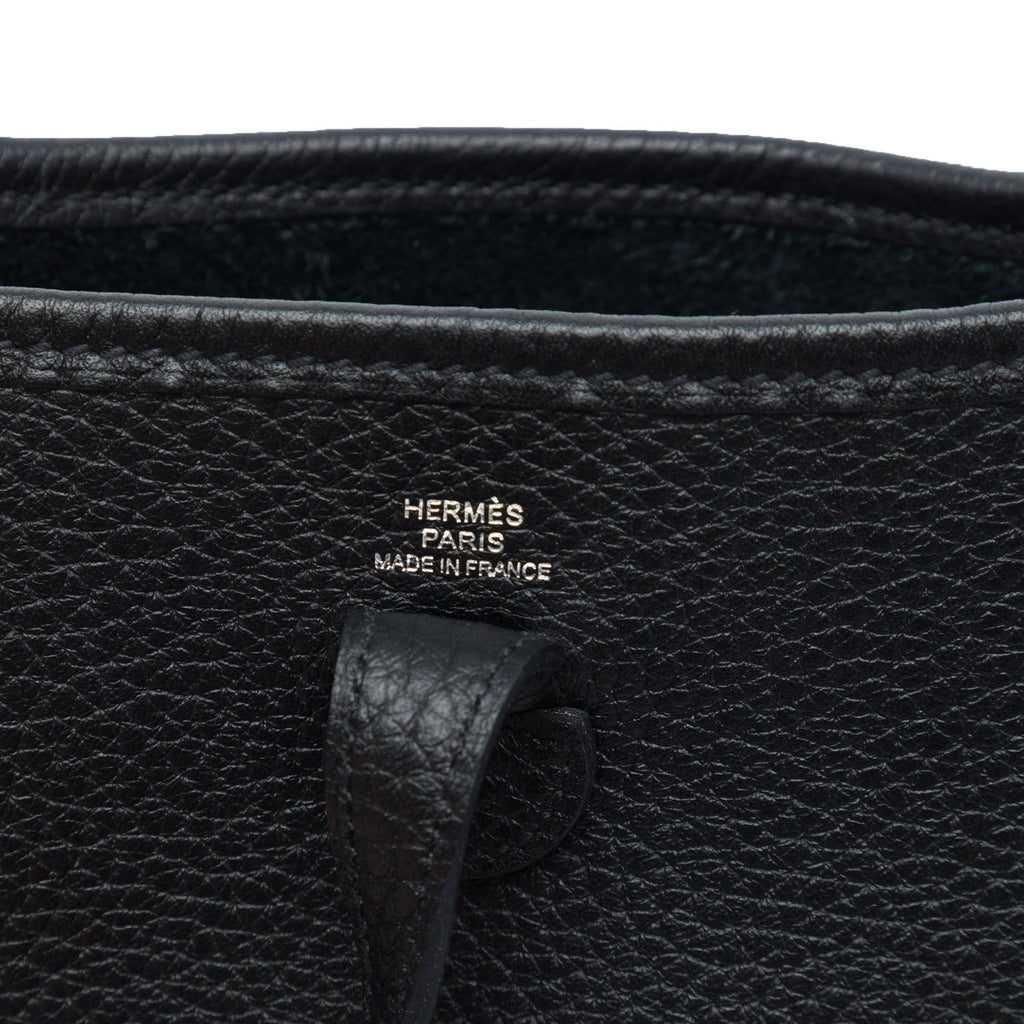 Second hand Hermes Evelyne 16 TPM Clemence Leather Hobo Crossbody Black - Tabita Bags