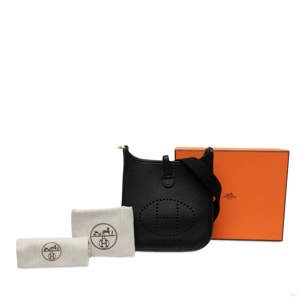 Second hand Hermes Evelyne 16 TPM Clemence Leather Hobo Crossbody Black - Tabita Bags