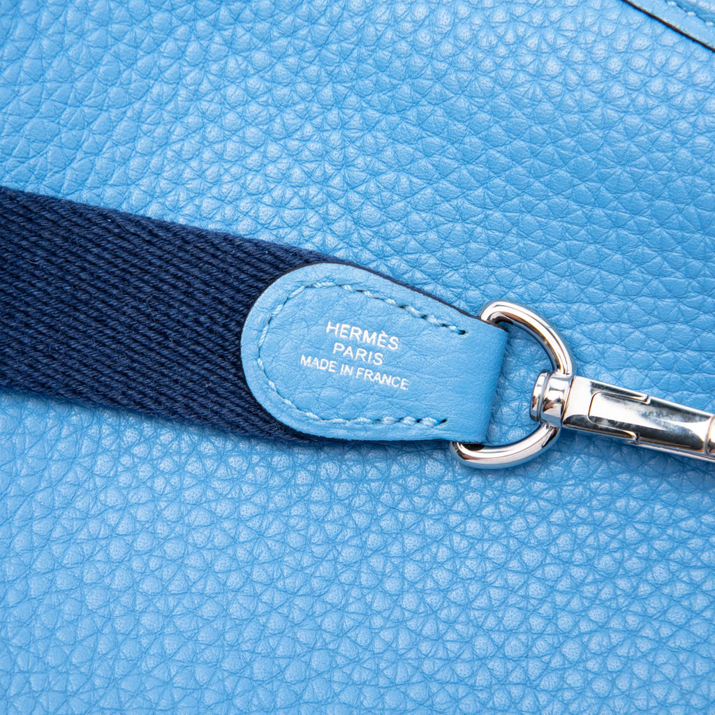 Second hand Hermes Evelyne 16 TPM Clemence Leather Hobo Crossbody Blue - Tabita Bags