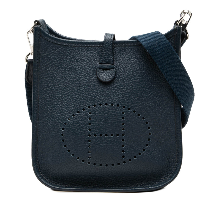 Second hand Hermes Evelyne 16 TPM Clemence Leather Hobo Crossbody Blue - Tabita Bags