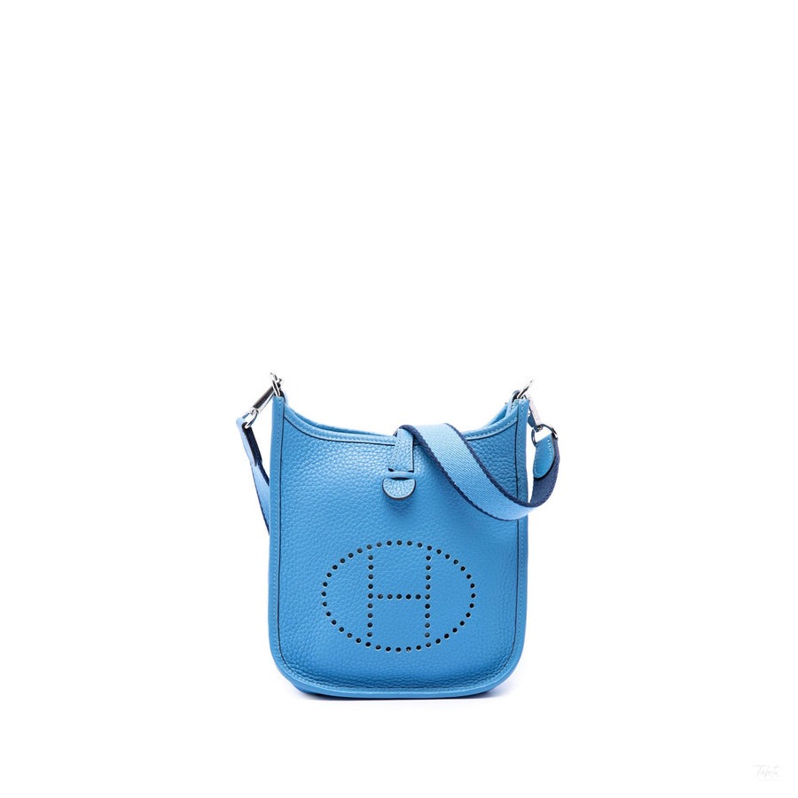Second hand Hermes Evelyne 16 TPM Clemence Leather Hobo Crossbody Blue - Tabita Bags