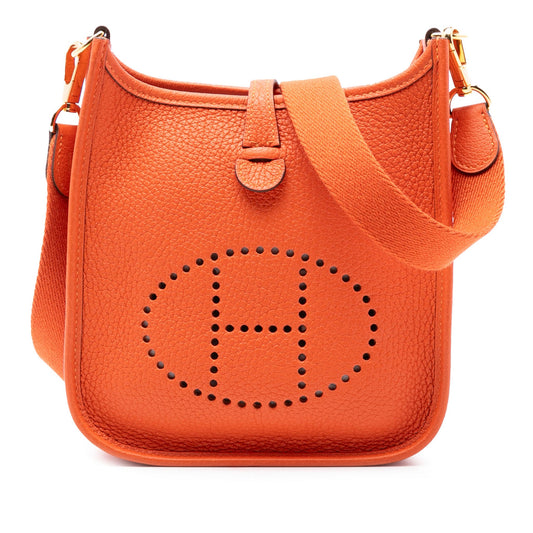 Second hand Hermes Evelyne 16 TPM Clemence Leather Hobo Crossbody Feu - Tabita Bags