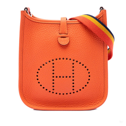 Second hand Hermes Evelyne 16 TPM Clemence Leather Hobo Crossbody Orange - Tabita Bags