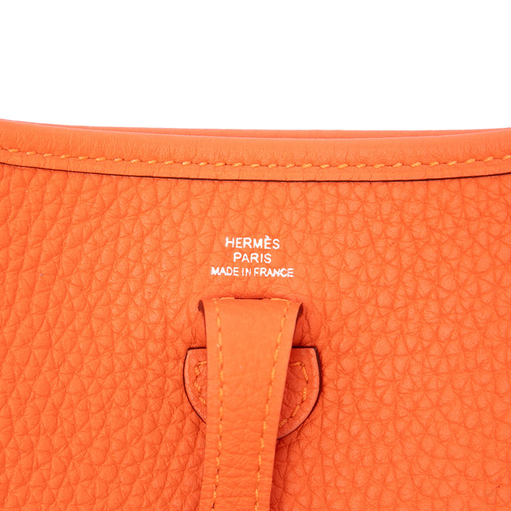 Second hand Hermes Evelyne 16 TPM Clemence Leather Hobo Crossbody Orange - Tabita Bags