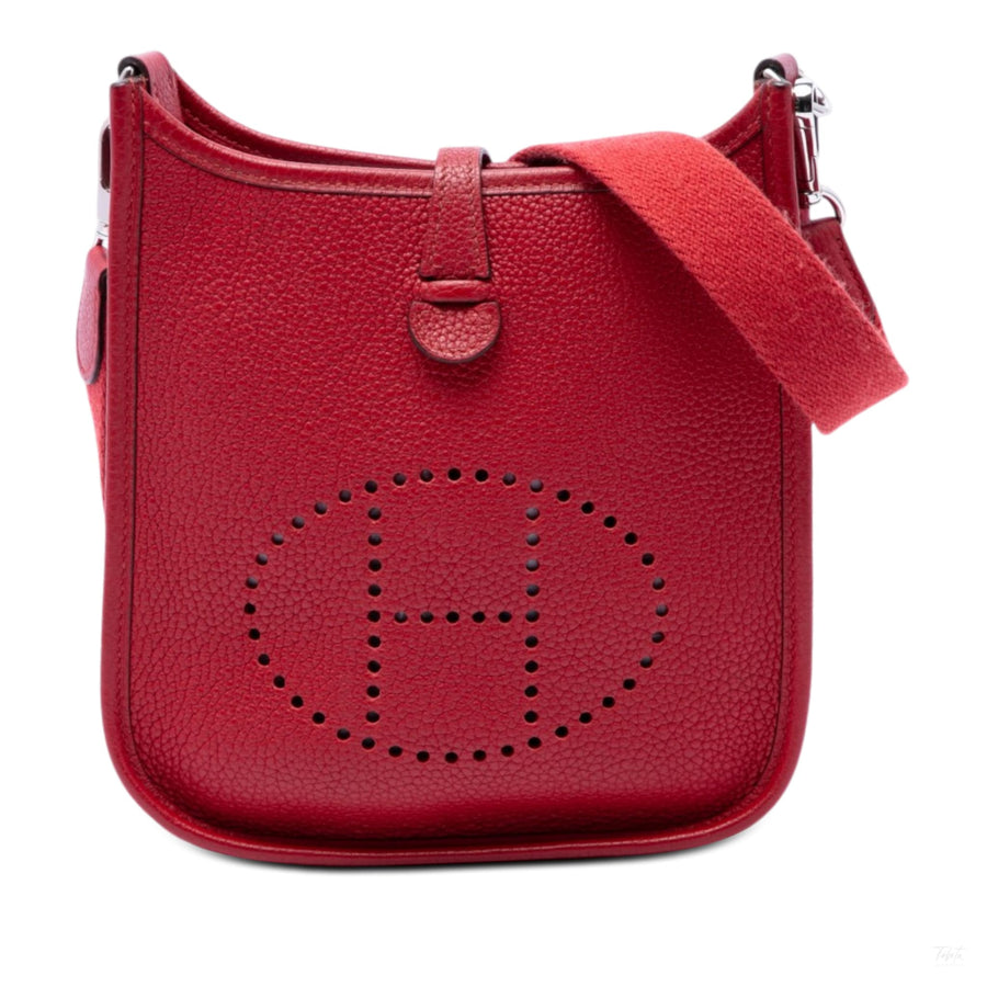 Second hand Hermes Evelyne 16 TPM Clemence Leather Hobo Crossbody Red - Tabita Bags