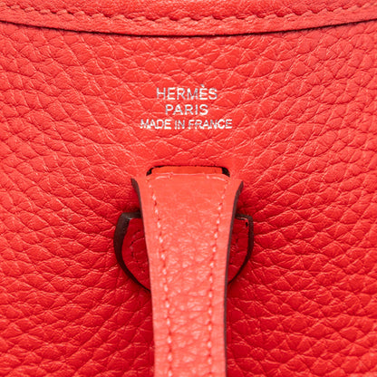 Second hand Hermes Evelyne 16 TPM Clemence Leather Hobo Crossbody Rouge Casaque - Tabita Bags