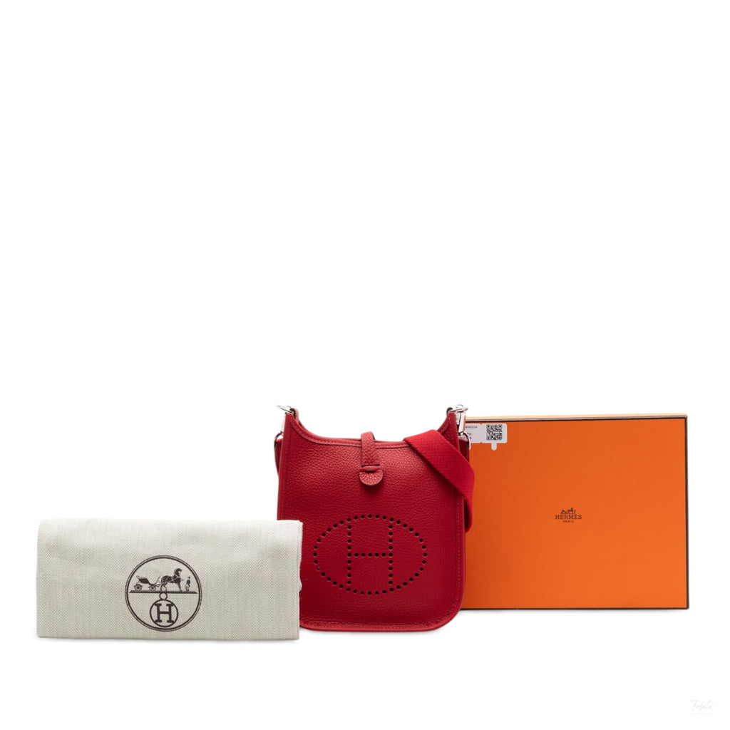 Second hand Hermes Evelyne 16 TPM Clemence Leather Hobo Crossbody Rouge Piment - Tabita Bags