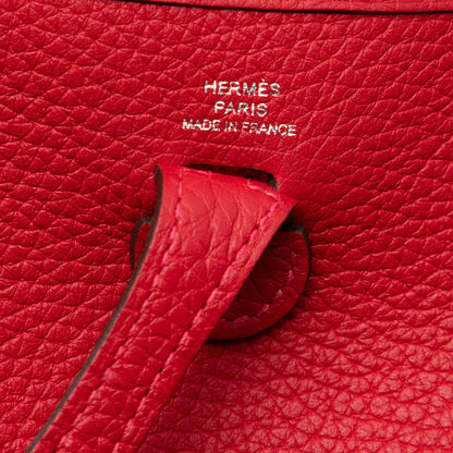 Second hand Hermes Evelyne 16 TPM Clemence Leather Hobo Crossbody Rouge Piment - Tabita Bags