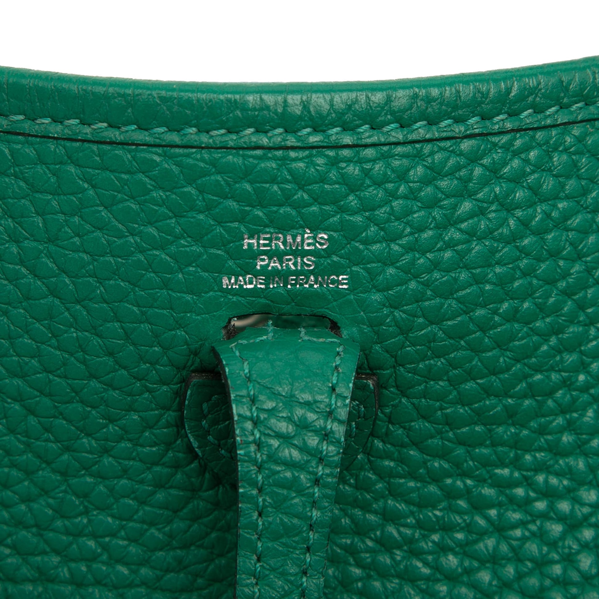 Second hand Hermes Evelyne 16 TPM Clemence Leather Hobo Crossbody Vert Vertigo - Tabita Bags