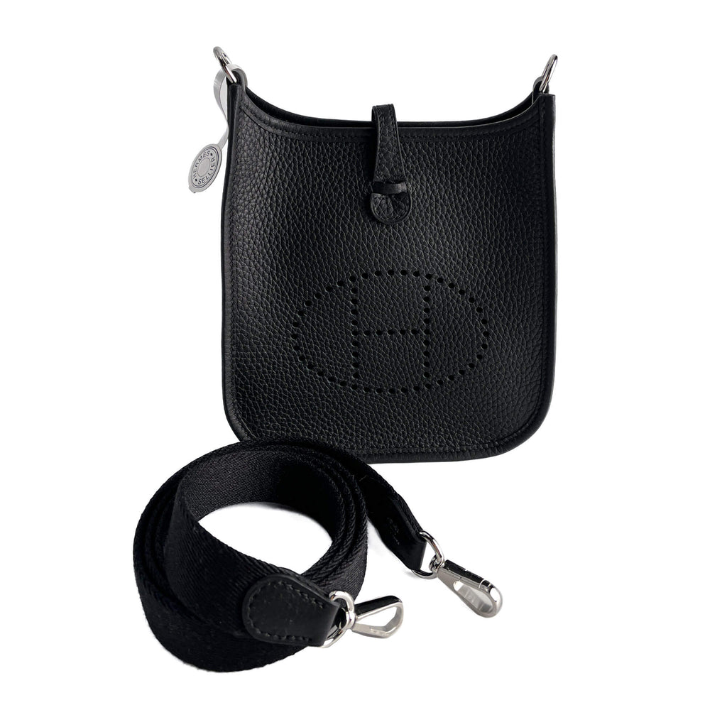 Second hand Hermes Evelyne 16 TPM Taurillon Clemence Leather Amazone Hobo Crossbody Black - Tabita Bags