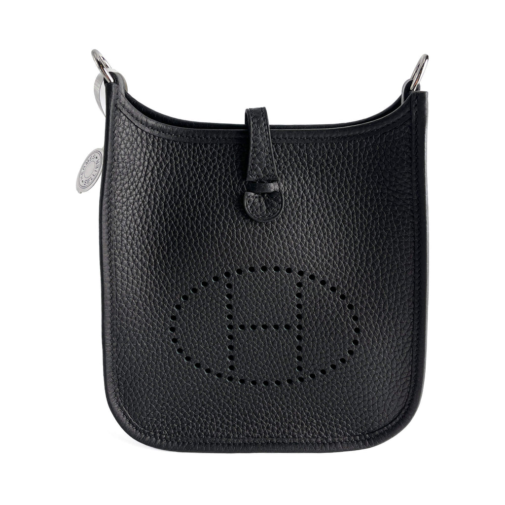 Second hand Hermes Evelyne 16 TPM Taurillon Clemence Leather Amazone Hobo Crossbody Black - Tabita Bags