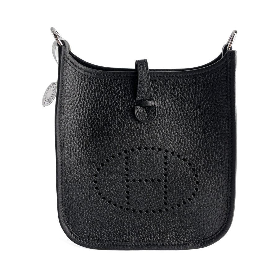 Second hand Hermes Evelyne 16 TPM Taurillon Clemence Leather Amazone Hobo Crossbody Black - Tabita Bags