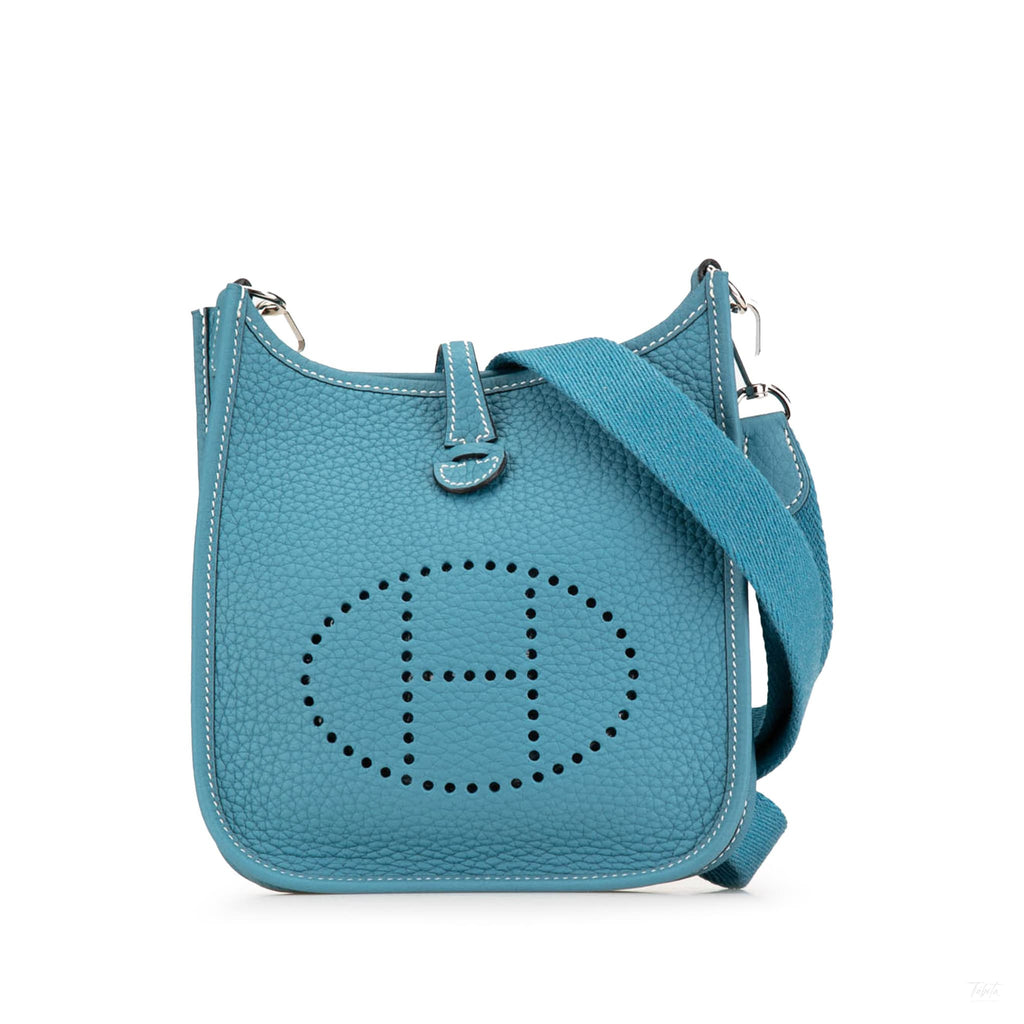Second hand Hermes Evelyne 16 TPM Taurillon Clemence Leather Amazone Hobo Crossbody Blue Paon - Tabita Bags