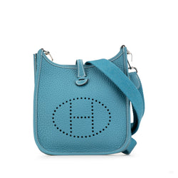 Second hand Hermes Evelyne 16 TPM Taurillon Clemence Leather Amazone Hobo Crossbody Blue Paon - Tabita Bags