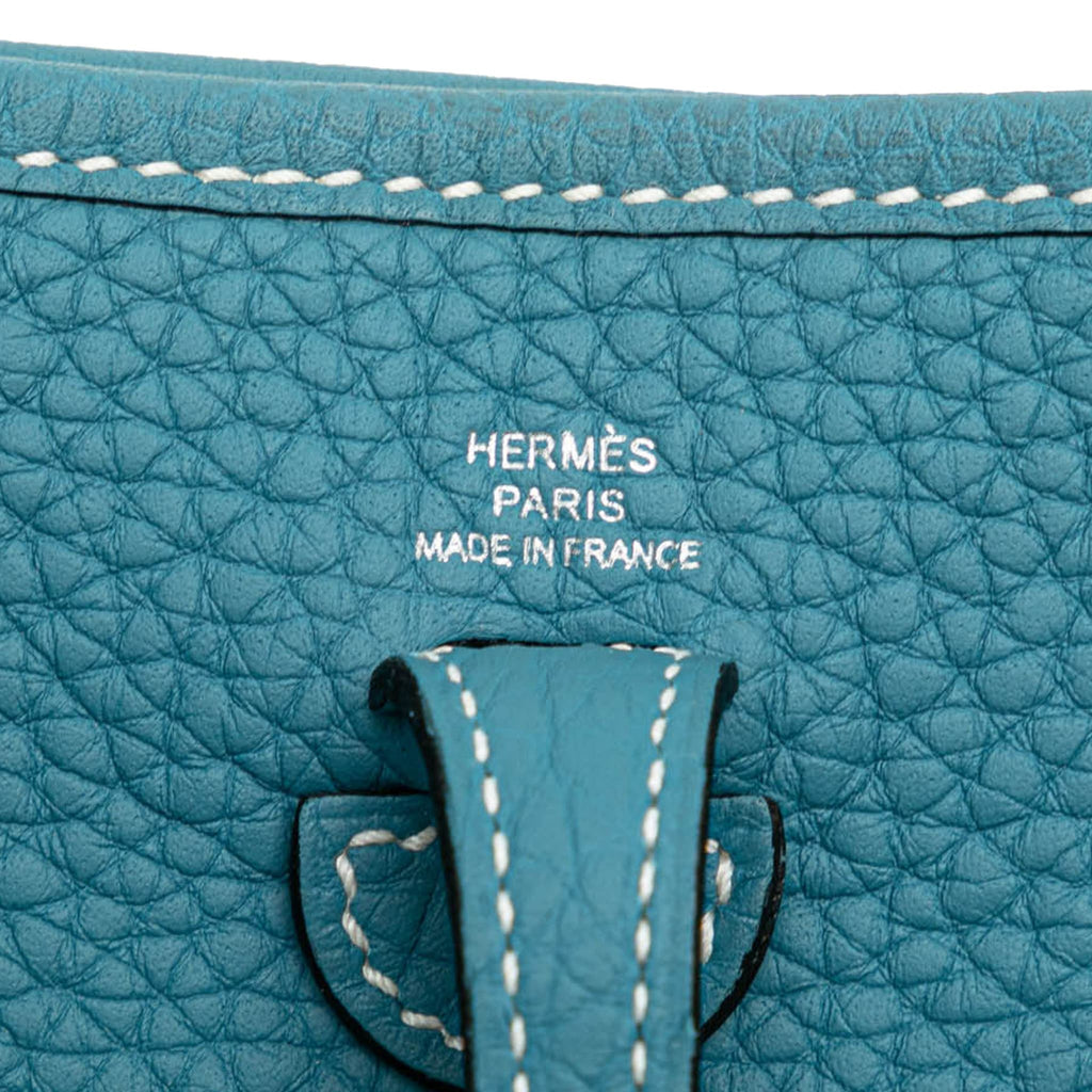 Second hand Hermes Evelyne 16 TPM Taurillon Clemence Leather Amazone Hobo Crossbody Blue Paon - Tabita Bags