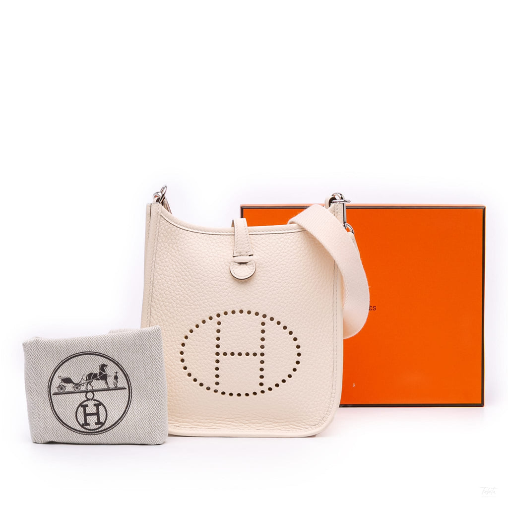 Second hand Hermes Evelyne 16 TPM Taurillon Clemence Leather Amazone Hobo Crossbody Craie - Tabita Bags