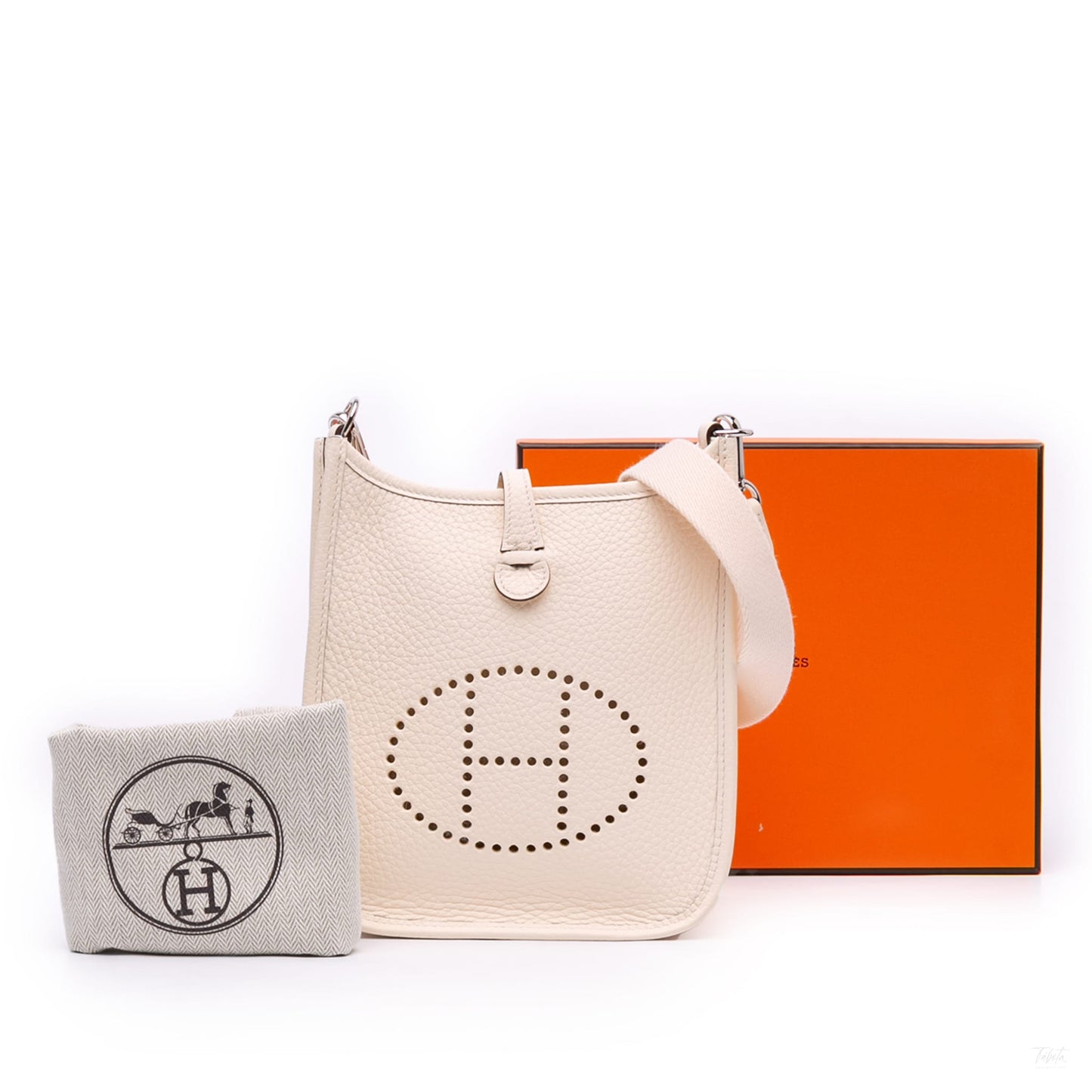 Second hand Hermes Evelyne 16 TPM Taurillon Clemence Leather Amazone Hobo Crossbody Craie - Tabita Bags