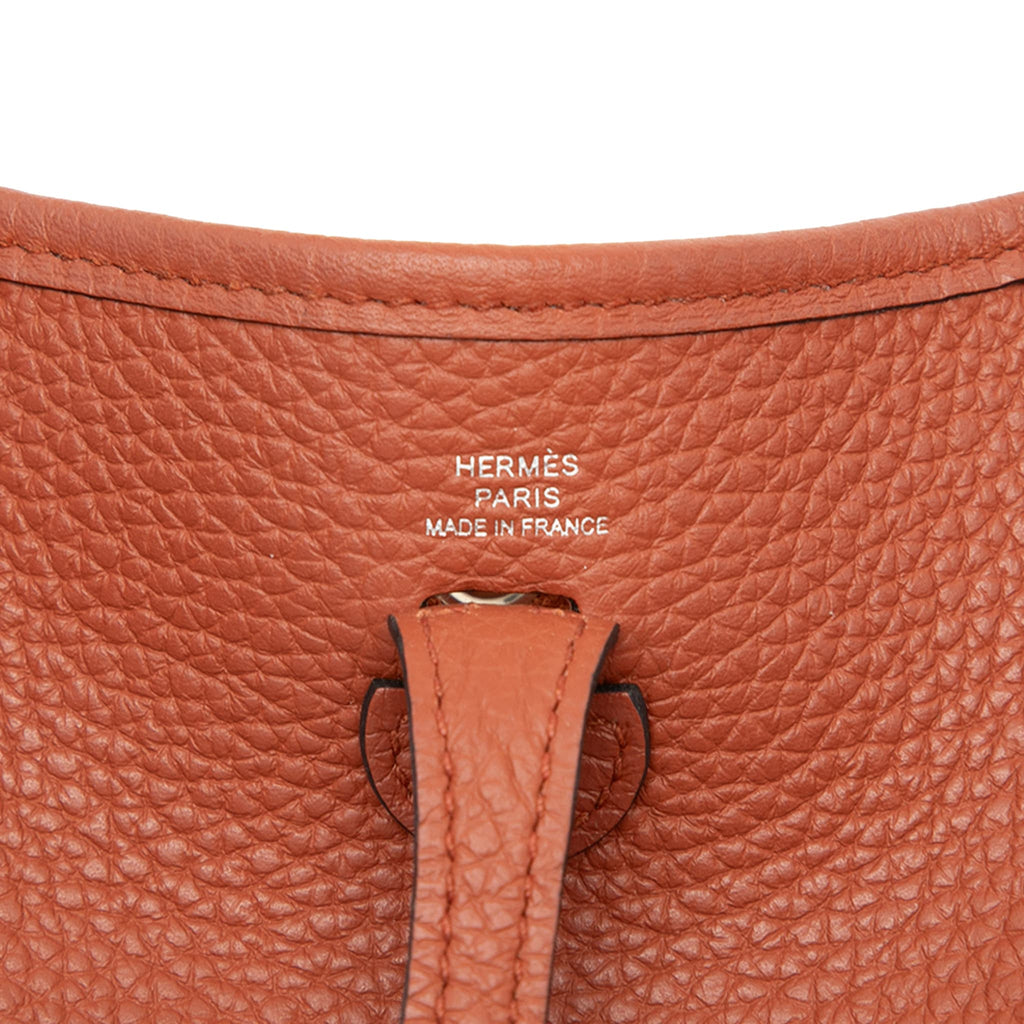 Second hand Hermes Evelyne 16 TPM Taurillon Clemence Leather Amazone Hobo Crossbody Cuivre Maxi Quadrille - Tabita Bags