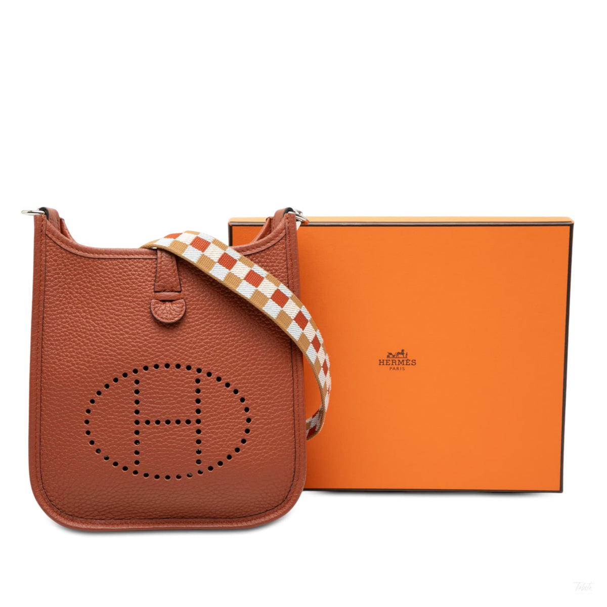 Second hand Hermes Evelyne 16 TPM Taurillon Clemence Leather Amazone Hobo Crossbody Cuivre Maxi Quadrille - Tabita Bags