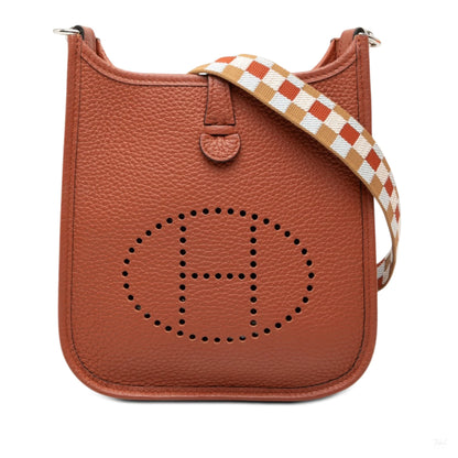 Second hand Hermes Evelyne 16 TPM Taurillon Clemence Leather Amazone Hobo Crossbody Cuivre Maxi Quadrille - Tabita Bags
