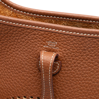 Second hand Hermes Evelyne 16 TPM Taurillon Clemence Leather Amazone Hobo Crossbody Gold - Tabita Bags