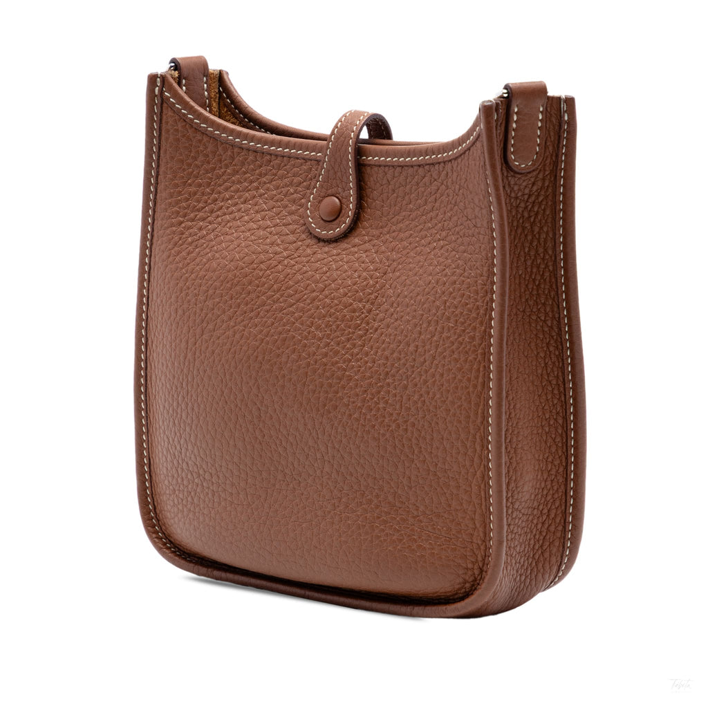 Second hand Hermes Evelyne 16 TPM Taurillon Clemence Leather Amazone Hobo Crossbody Gold - Tabita Bags