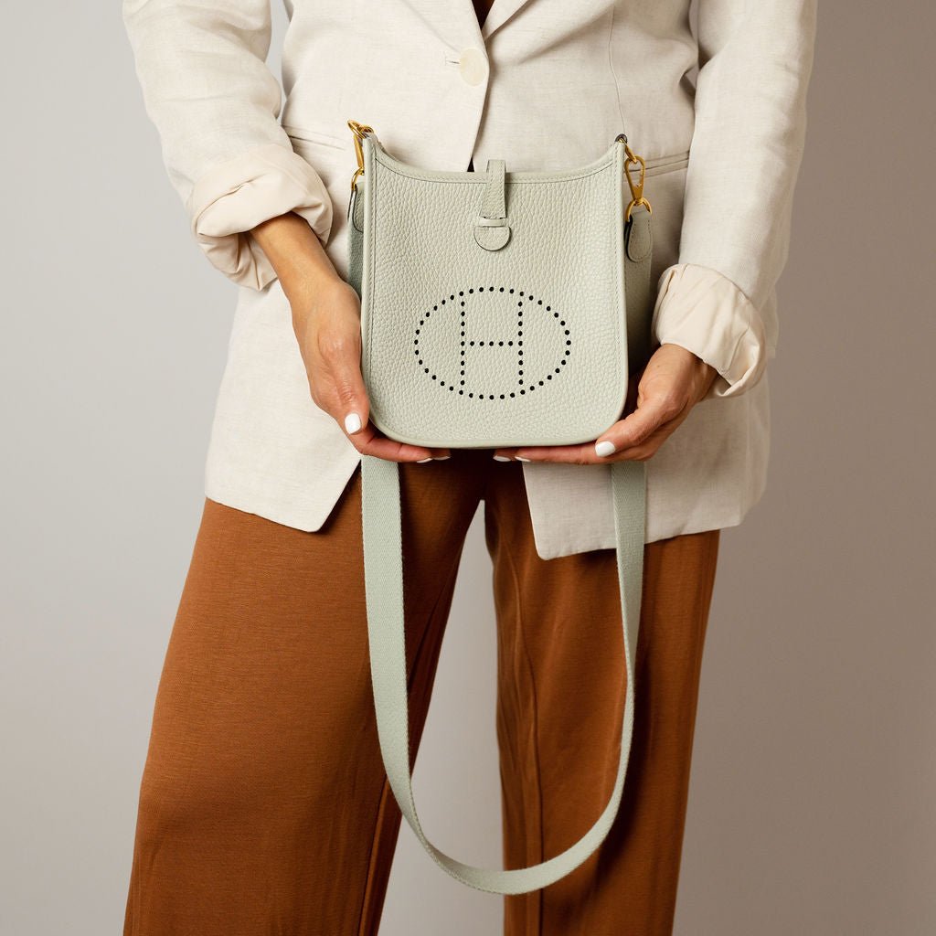 Second hand Hermes Evelyne 16 TPM Taurillon Clemence Leather Amazone Hobo Crossbody Grey - Tabita Bags