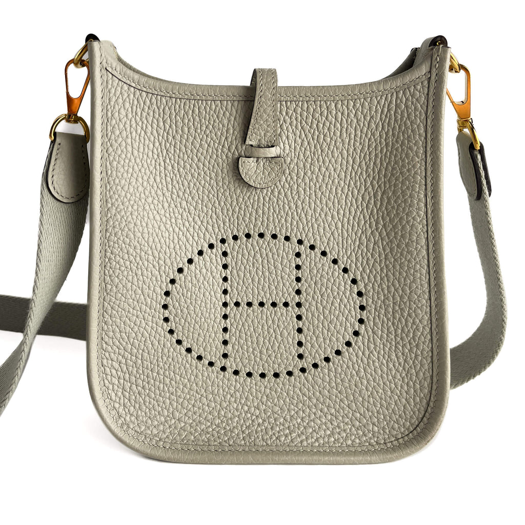 Second hand Hermes Evelyne 16 TPM Taurillon Clemence Leather Amazone Hobo Crossbody Grey - Tabita Bags