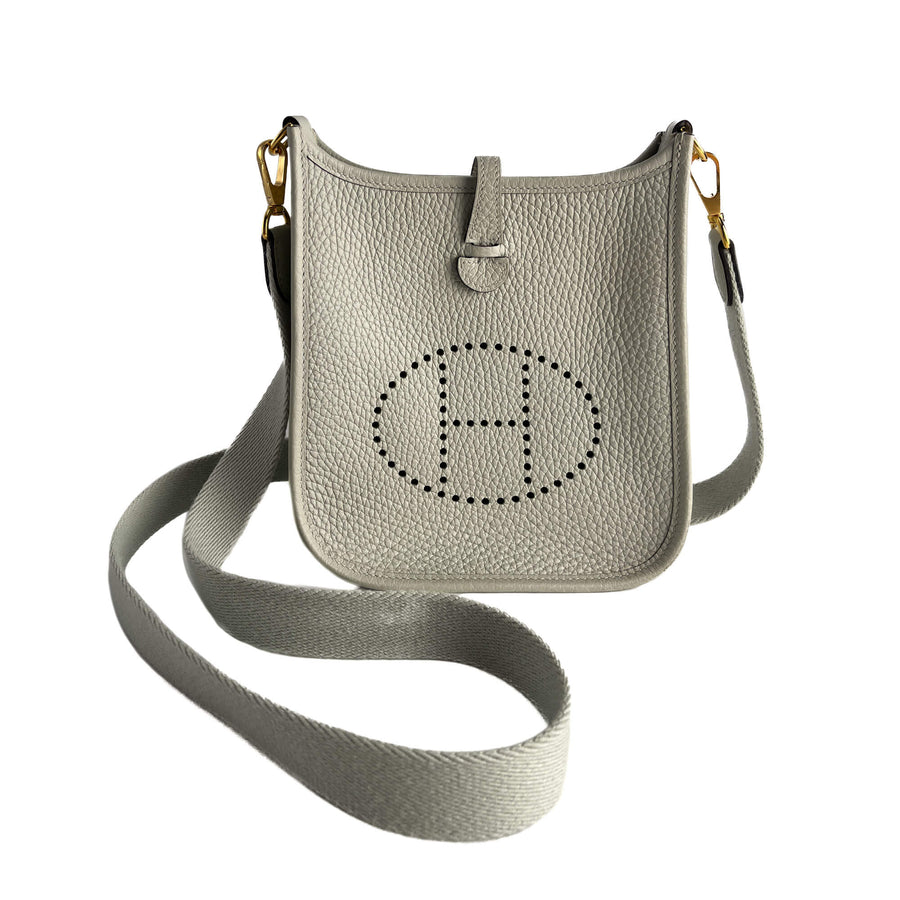 Second hand Hermes Evelyne 16 TPM Taurillon Clemence Leather Amazone Hobo Crossbody Grey - Tabita Bags