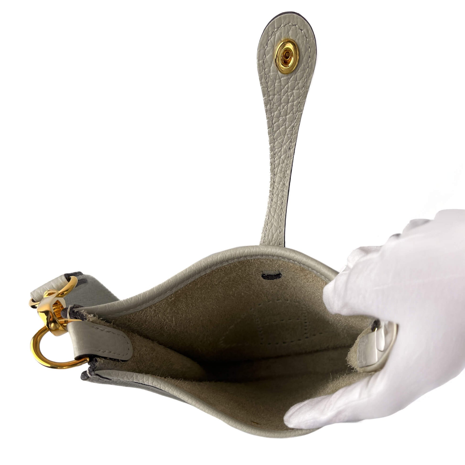 Second hand Hermes Evelyne 16 TPM Taurillon Clemence Leather Amazone Hobo Crossbody Grey - Tabita Bags