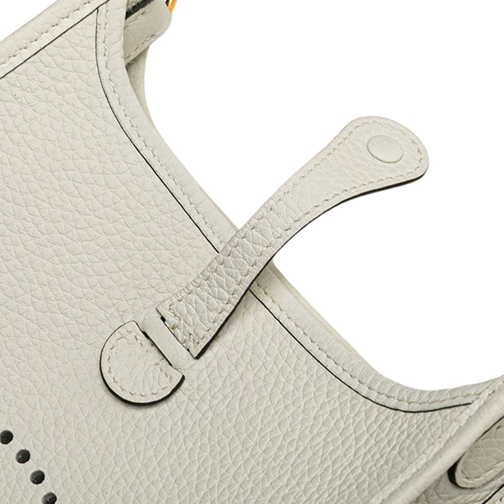 Second hand Hermes Evelyne 16 TPM Taurillon Clemence Leather Amazone Hobo Crossbody New White - Tabita Bags