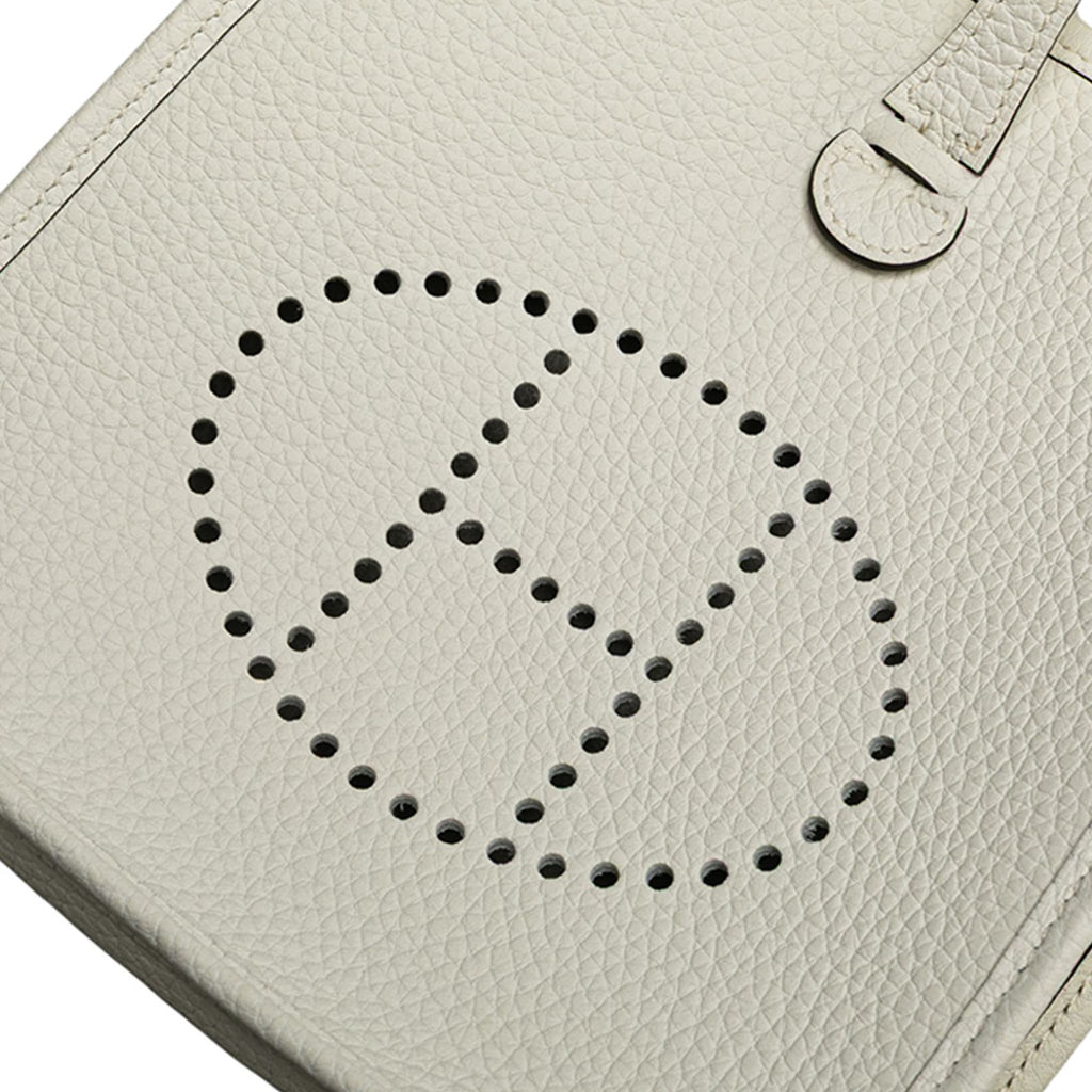 Second hand Hermes Evelyne 16 TPM Taurillon Clemence Leather Amazone Hobo Crossbody New White - Tabita Bags