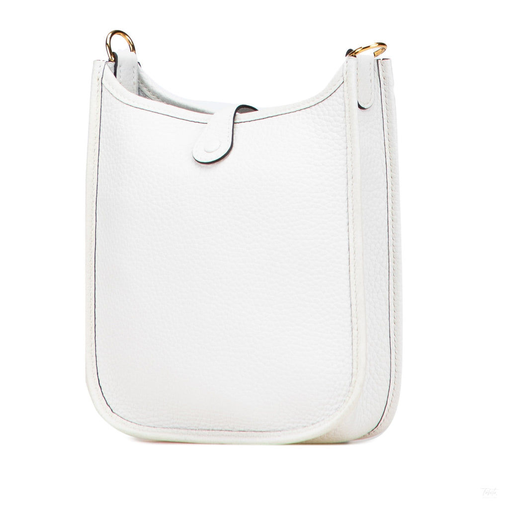 Second hand Hermes Evelyne 16 TPM Taurillon Clemence Leather Amazone Hobo Crossbody New White - Tabita Bags